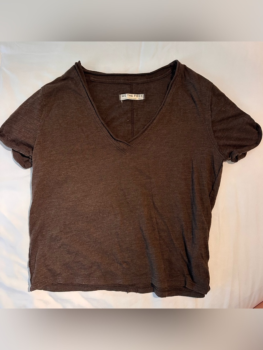 We The Free V-Neck Short Sleeve Tee in Brown